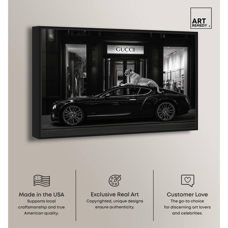 Cheetah and Sports Car Store Canvas by Art Remedy