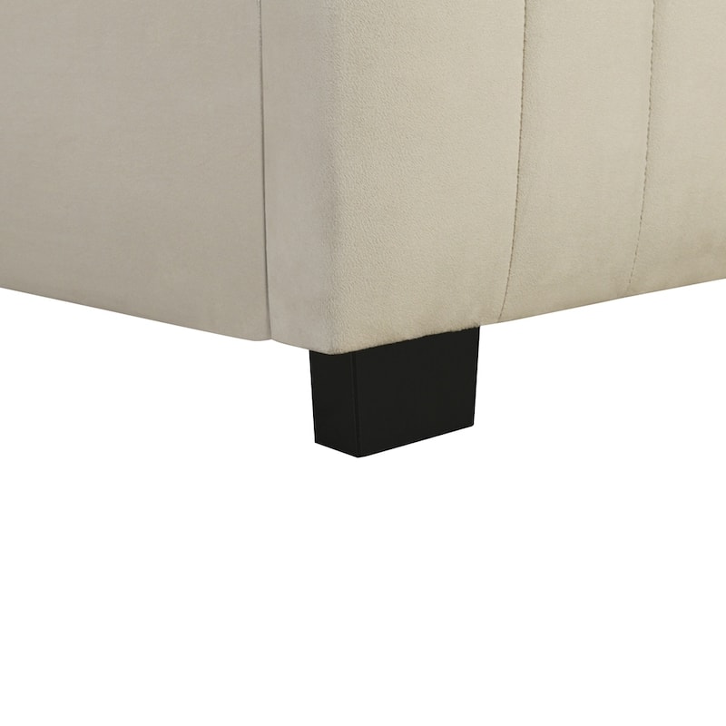Velvet Fabric Upholstered Platform Bed with Twin Size Trundle