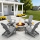 preview thumbnail 22 of 22, WINSOON All Weather HIPS Outdoor Plastic Adirondack Chairs with Cup Holder Set of 4 Grey