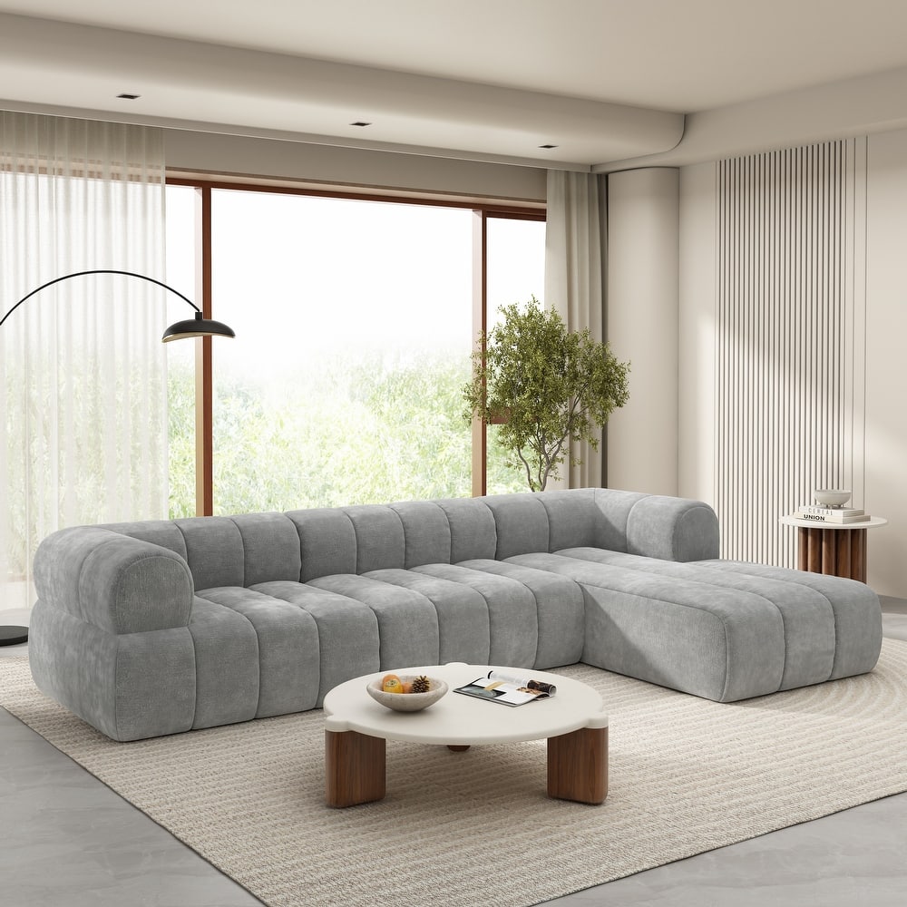 122" L-Shaped Sectional Sofa with Chaise Lounge - High-Density Sponge Cushions, 2-Piece Set, Right-Hand Facing, Fully Assembled