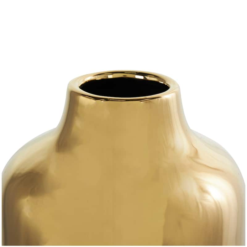 CosmoLiving by Cosmopolitan Black or White Ceramic Vase with Abstract Gold Melting Drips
