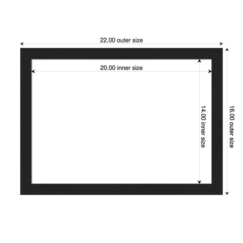 Amanti Art Grace Brushed Gold Narrow Framed Dry Erase Magnetic Board - 22 x 16 in - Grace Brushed Metallic Black Narrow