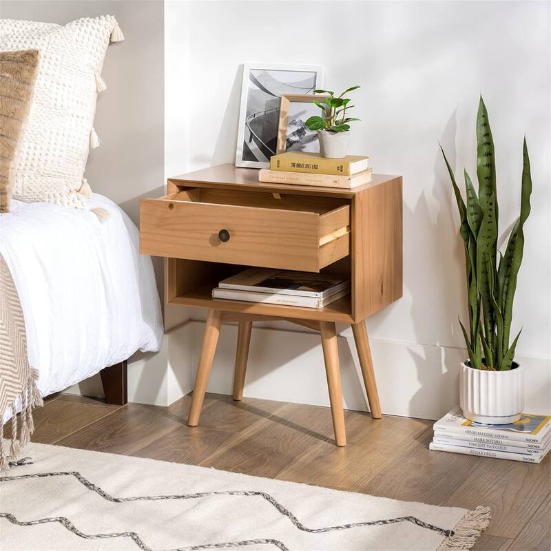Mid Century Modern 1 Nightstand Bedroom Storage Drawer
