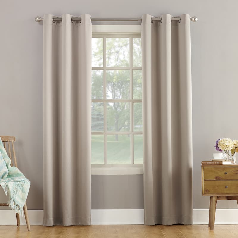 Sun Zero Talisha Grommet Room Darkening Window Curtain Panel - 40 x 63 - Stone