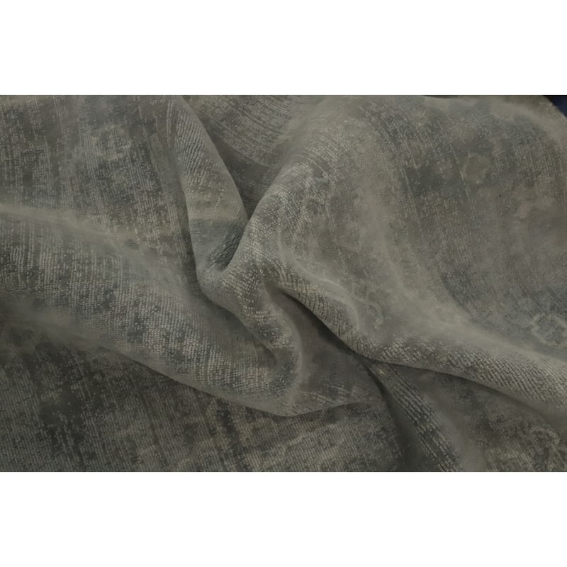 Hand-knotted Transitional Silk Carpet Grey Oushak Rug Geometric Oriental Area Rug - 7' 11'' X 4' 11''