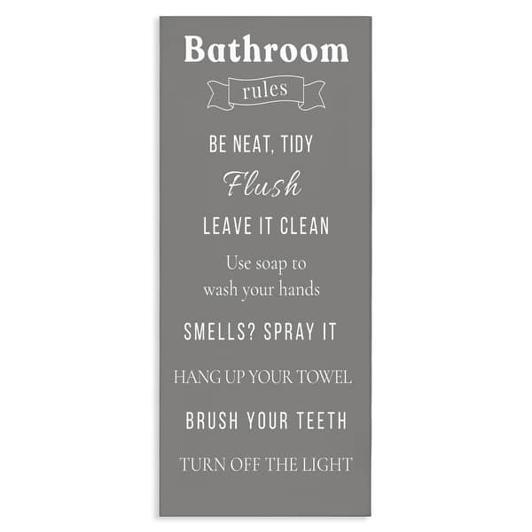 slide 2 of 14, Stupell Bathroom Rules Reminders Canvas Wall Art Design By Julia Frost 10 x 24