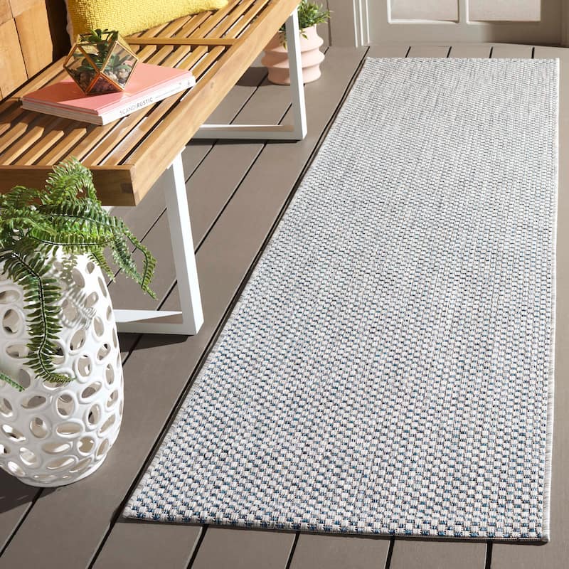 SAFAVIEH Courtyard Begajeta Indoor/Outdoor Waterproof Patio Backyard Rug. - 2'3" x 12' Runner - Grey/Navy