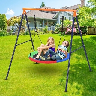 Saucer Swing with Stand for Kids Outdoor, 440lbs Saucer Swing Set
