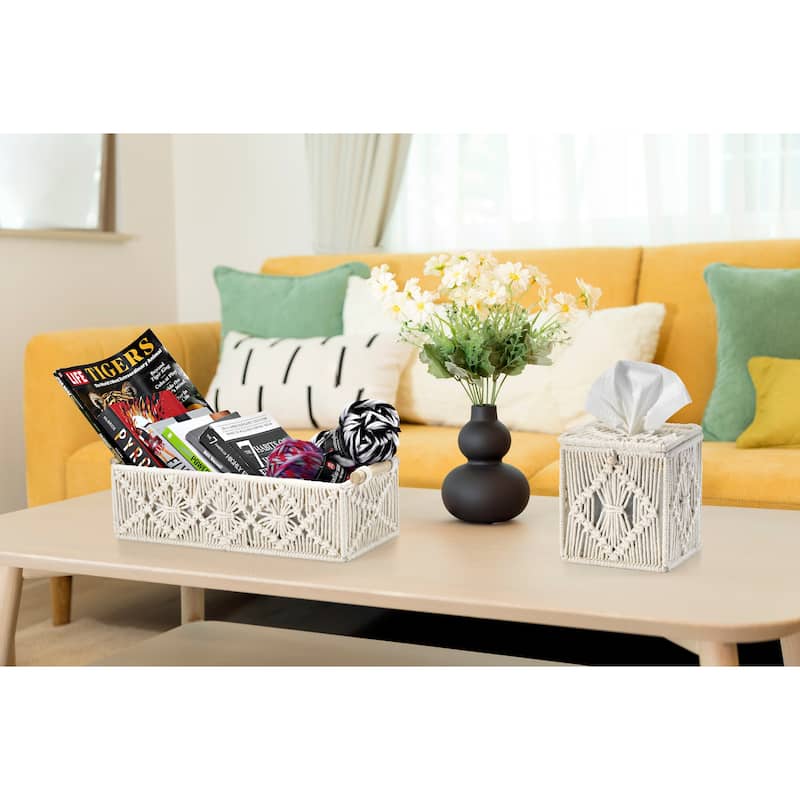 Sorbus Storage Wicker Baskets - Set of 3 - 13.5 x 6.75 x 4