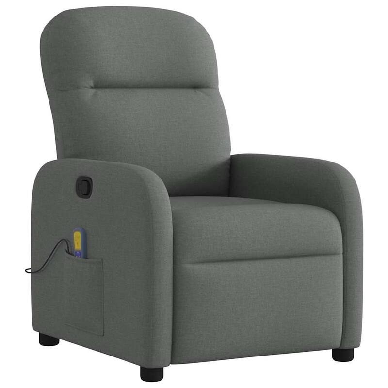 vidaXL Massage Recliner Chair Dark Grey Fabric