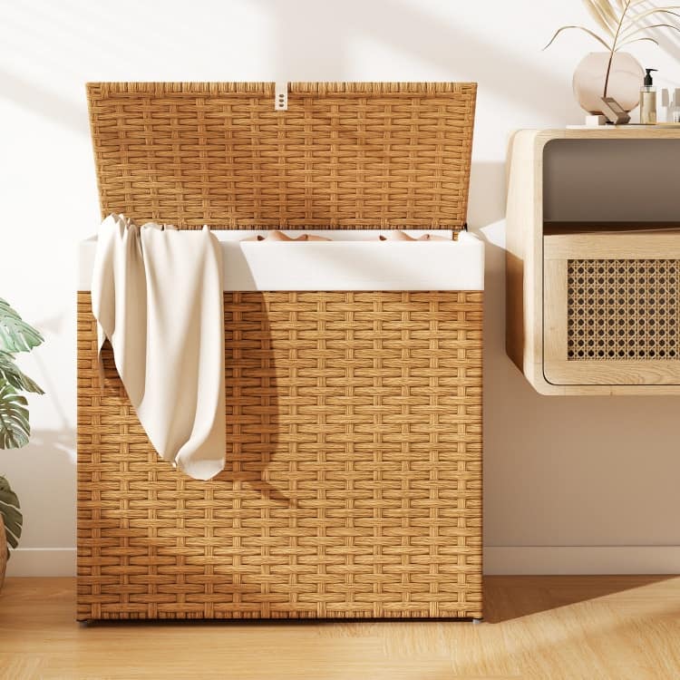 Wheeled Laundry Hamper with Lid for Easy Mobility - 25.5" x 13" x26" (L x W x H)