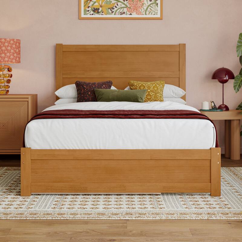 Aveline Wood Platform Bed with Matching Footboard & Trundle