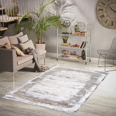 Lafi Collection Ivory/Gray Transitional Abstract Area Rugs