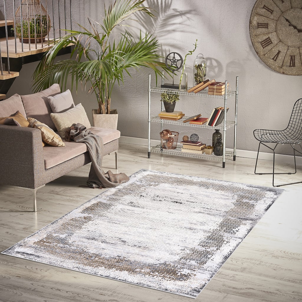 Lafi Collection Ivory/Gray Transitional Abstract Area Rugs
