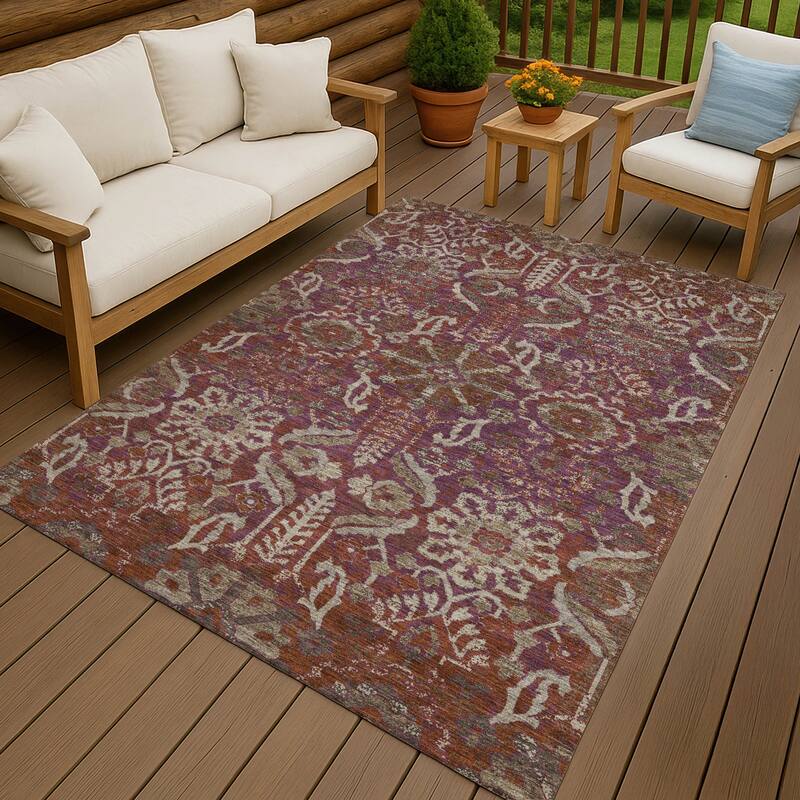 Machine Washable Indoor/ Outdoor Global Firestone Chantille Rug - Eggplant - 2'6" x 3'10"