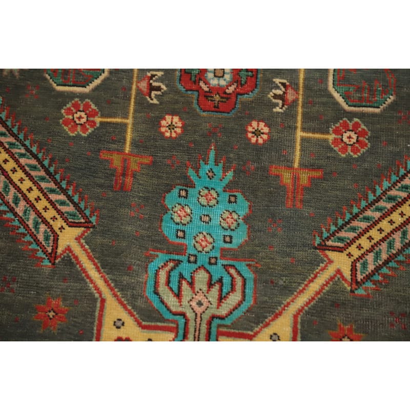 Hand Knotted Oriental 100% Wool Carpet Traditional Medallion Green Tabriz Area Rug - 6' 3'' X 4' 4''