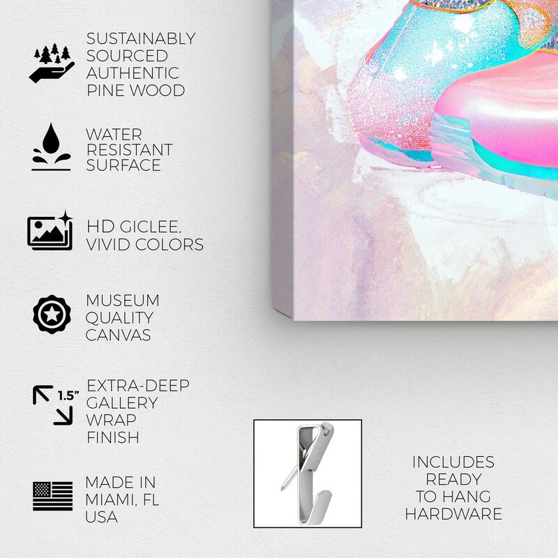 Wynwood Studio Fashion and Glam Pastel Pop Sneakers Pink and Neon Blue Bohemian & Eclectic Wall Art Canvas Print