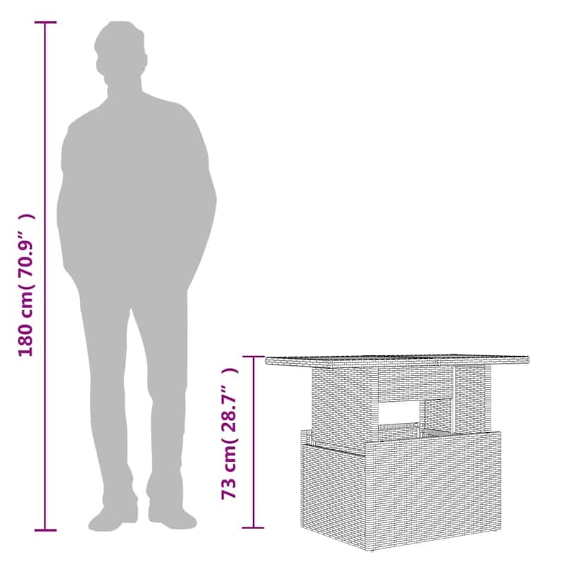 vidaXL Patio Table Rectangular Backyard Garden Poly Rattan and Acacia Wood - 39.4 x 21.7 x 28.7 in