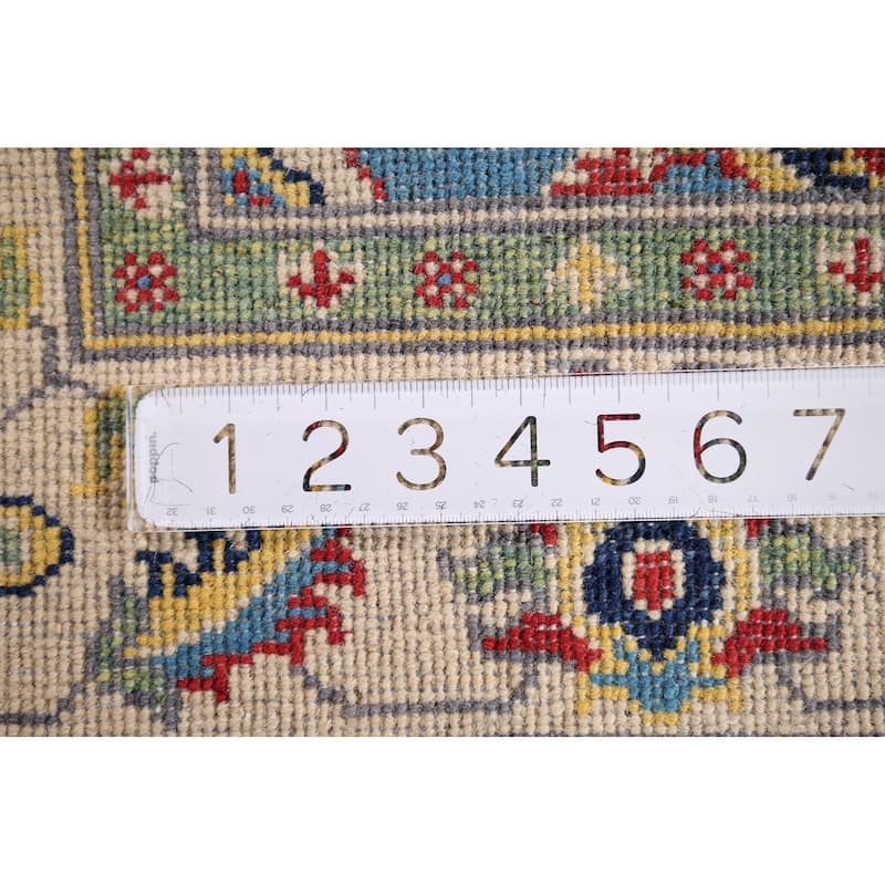 Light Blue Kazak Traditional Accent Rug Hand-Knotted Wool Carpet - 3'5" x 4'11"