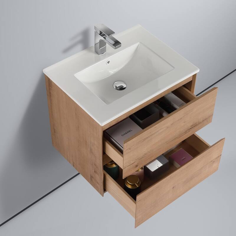 Blossom All Wood Wall Mounted Floating Bathroom Vanity with Sink
