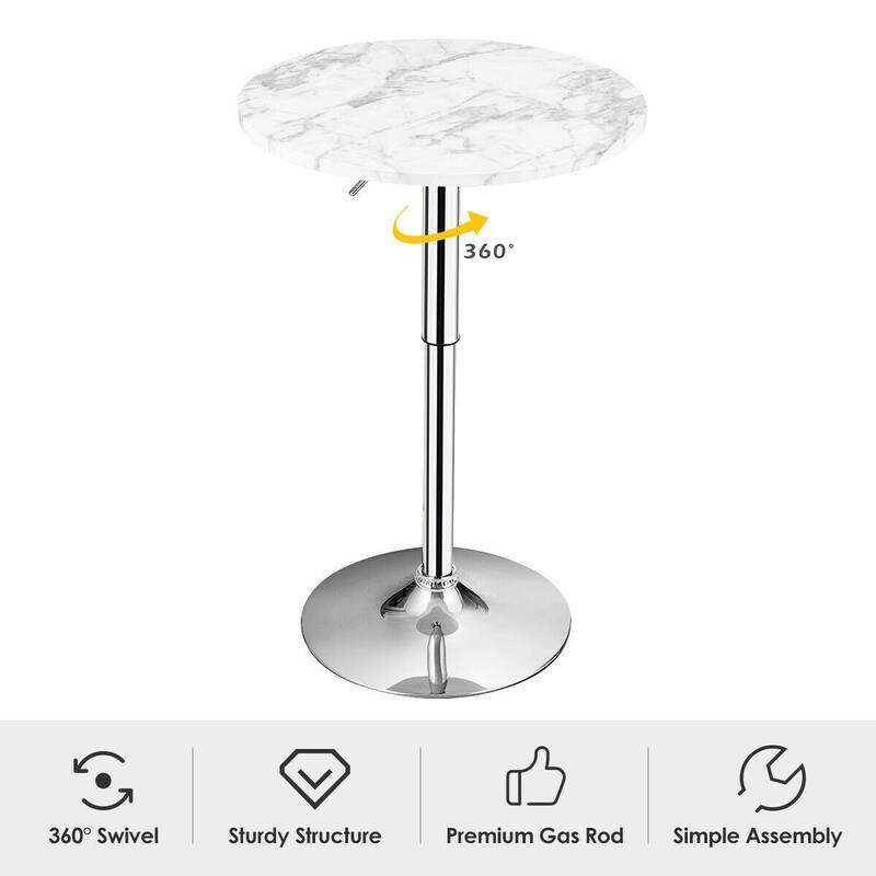 Round Height Adjustable Bistro Bar Table - 24" x 24" x (28-36)" (L x W x H)