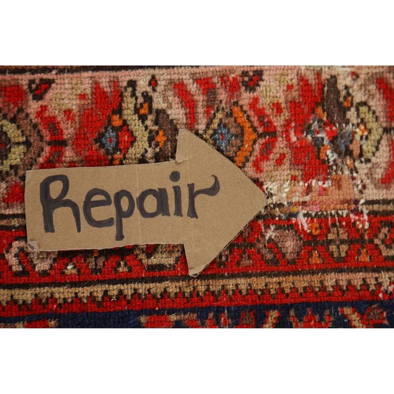 Pre-1900 Antique Blue Malayer Persian Runner Rug Handmade Wool Carpet - 3'2"x 16'7"