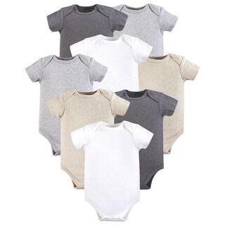 Hudson Baby Cotton Bodysuits 8pk, Heather Gray - Bed Bath