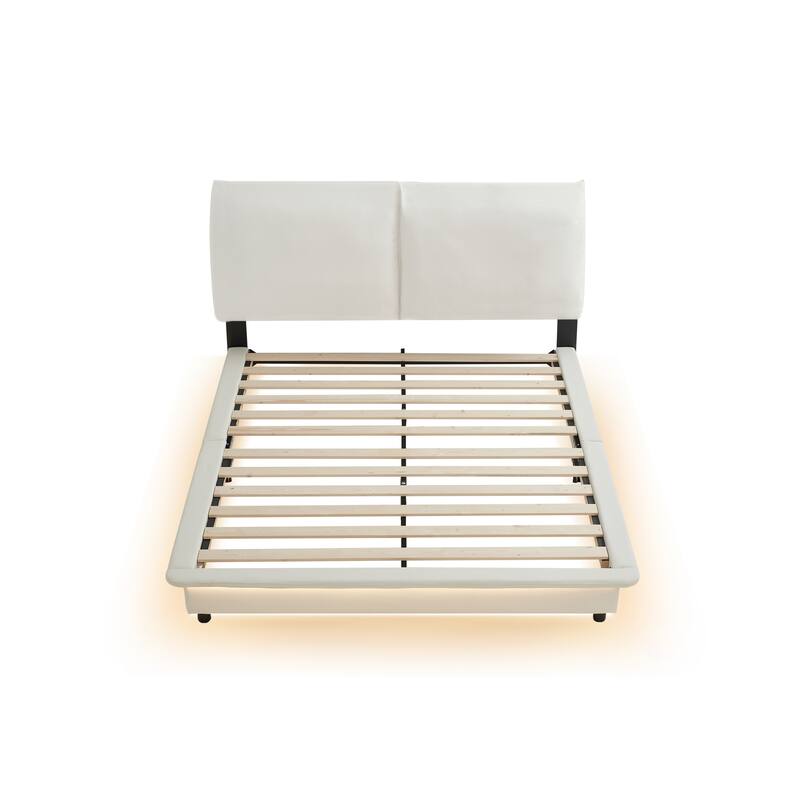 Floating Bed Frame Low Profile Bed Upholstered Platform Bed