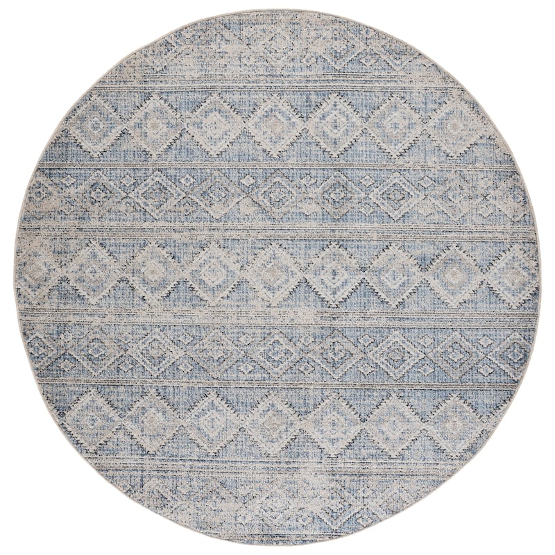 SAFAVIEH Grove Byoung Boho Tribal Rug - 6'7" Round - Blue/Ivory