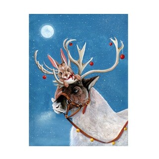 Hannah Spiegleman 'Christmas Reindeer' Canvas Art - Blue