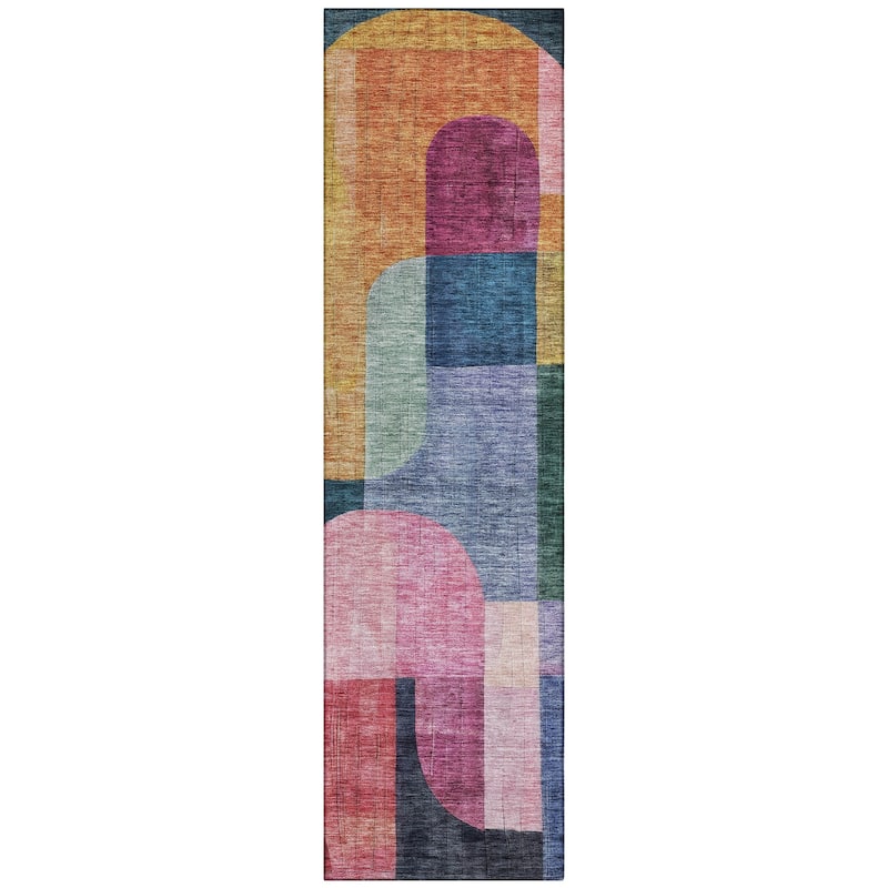 Machine Washable Indoor/ Outdoor Contemporary Deco Chantille Rug