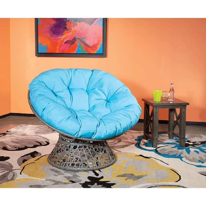 OS Home and Office Furniture Model Papasan Chair with Blue cushion and