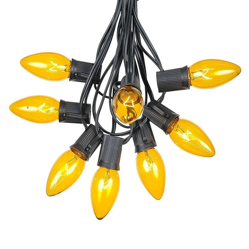 25 Foot C9 Twinkle Christmas Light Set, Hanging String Lights, Black Wire