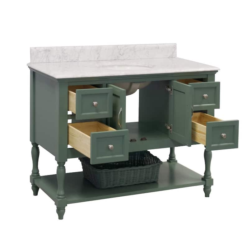 KitchenBathCollection Beverly 48" BathroomVanity w/ Carrara Marble Top