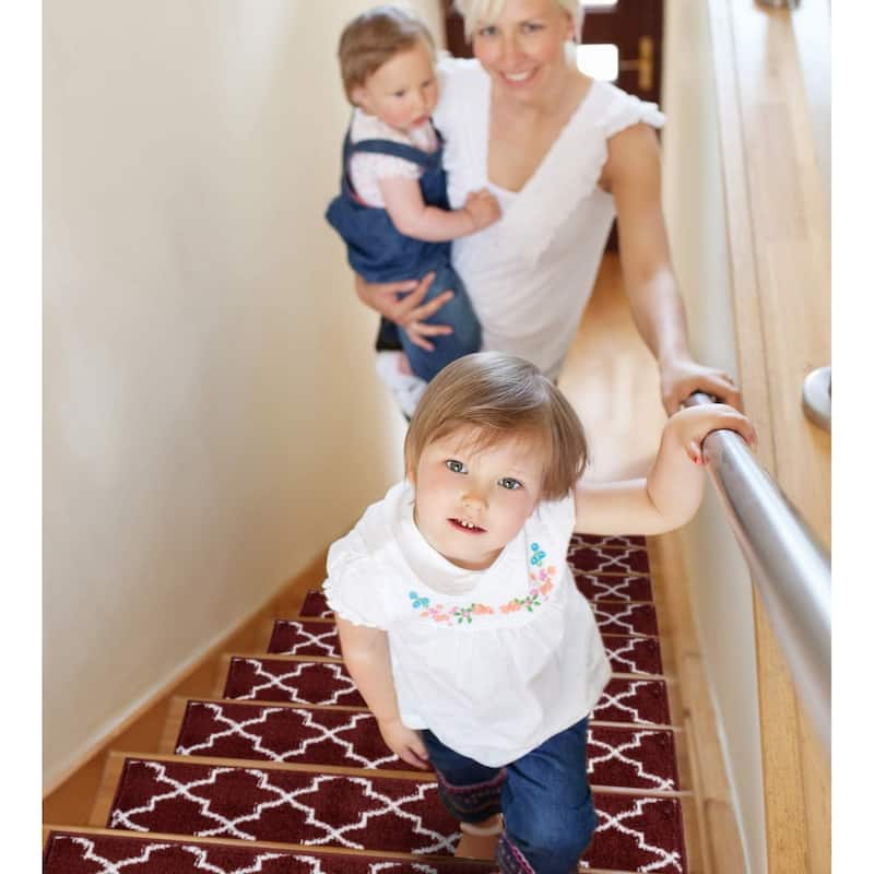 SUSSEXHOME Geometric Stair Treads with Easy to Install Double Adhesive Tape 9" x 28"