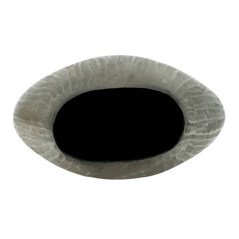 9.5x5.5x12" Aluminum Layered Chisel Oval Vase Modern Metallic Home Decor