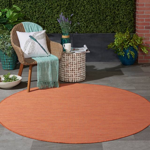 Nourison Positano Ombre Casual Modern Indoor/Outdoor Rug - 8' x Round - Terracotta