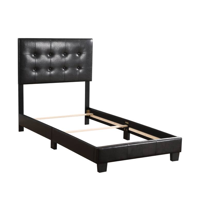 Glory Furniture Contemporary Faux Leather Upholstered Bed with Tufted Headboard