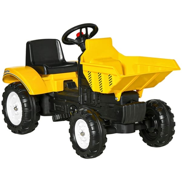 slide 2 of 11, Manual Control Ride-On Excavator for Kids, Pedal Tractor with Bucket, No Power Required, Ideal for Ages 3-6 Years - Yellow Kids - Yellow