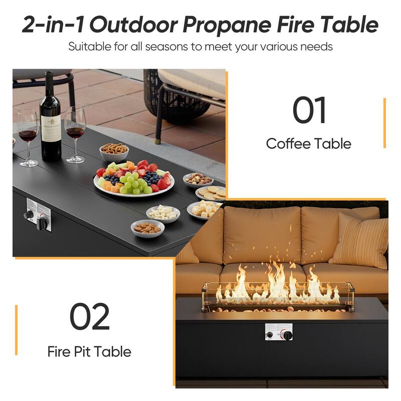 Pocassy Outdoor 43 In Fire Pit Table with Tank Holder