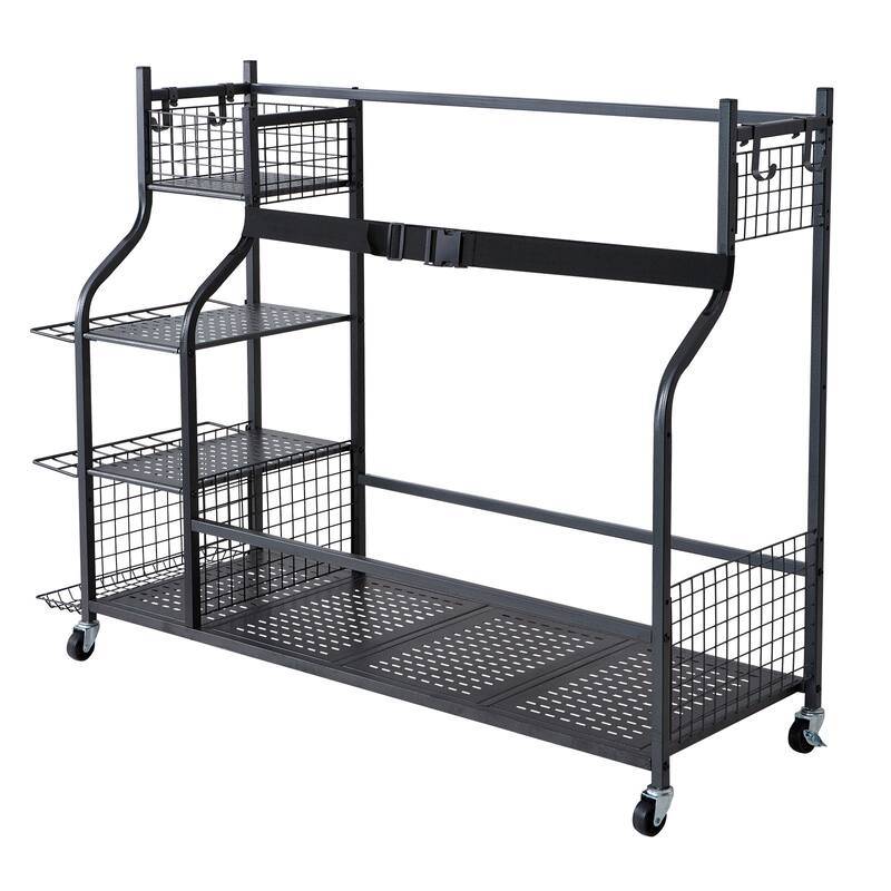 Golf Storage Garage Organizer Outdoor Sport Gear and Toy Storage with Baskets & Hooks