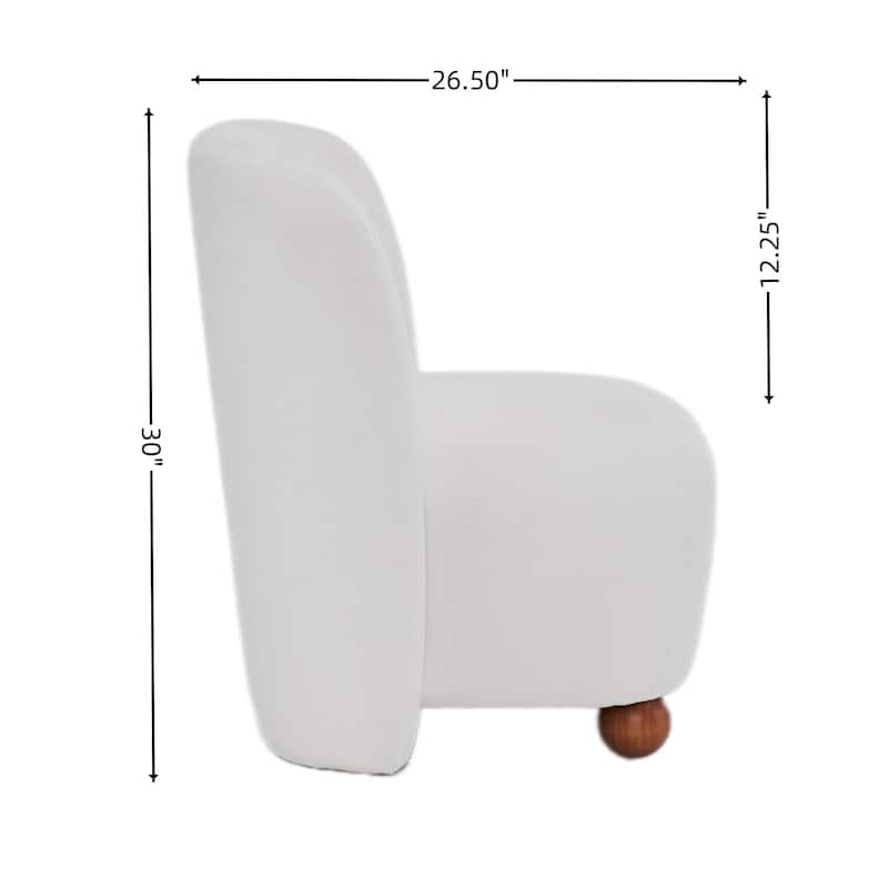Modern Low Back Accent Chair, Upholstered Armless Living Room Lounge Chairs with Round Pine Wood Feet for Bedroom