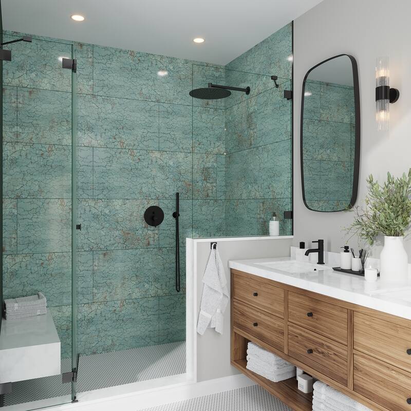 Apollo tile 18" x 48" Nimbus Textured Viridian Green Ceramic Tile (17.23 sq ft/case) - 3 Pack