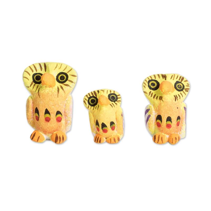 Novica Handmade Owl Reunion Ceramic Figurines (Set Of 3)