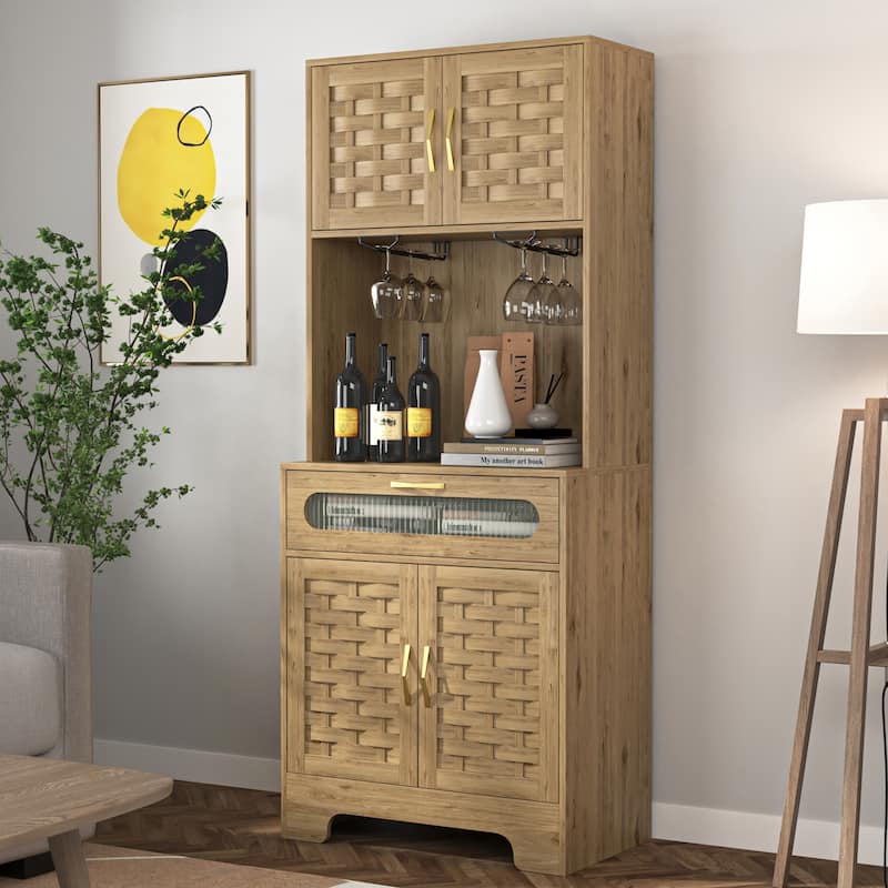 67'' Tall Pantry Buffet Cabinet Freestanding Hutch Cupboard - Wood