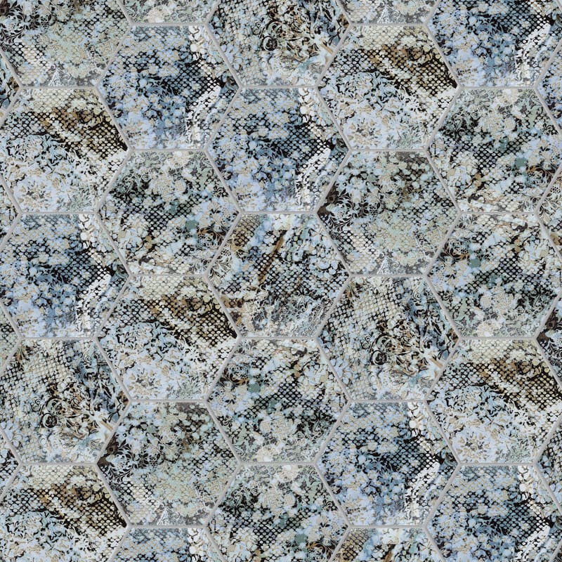 Merola Tile Inedita Hex Blue 9-7/8" x 11-1/4" Porcelain Floor and Wall Tile