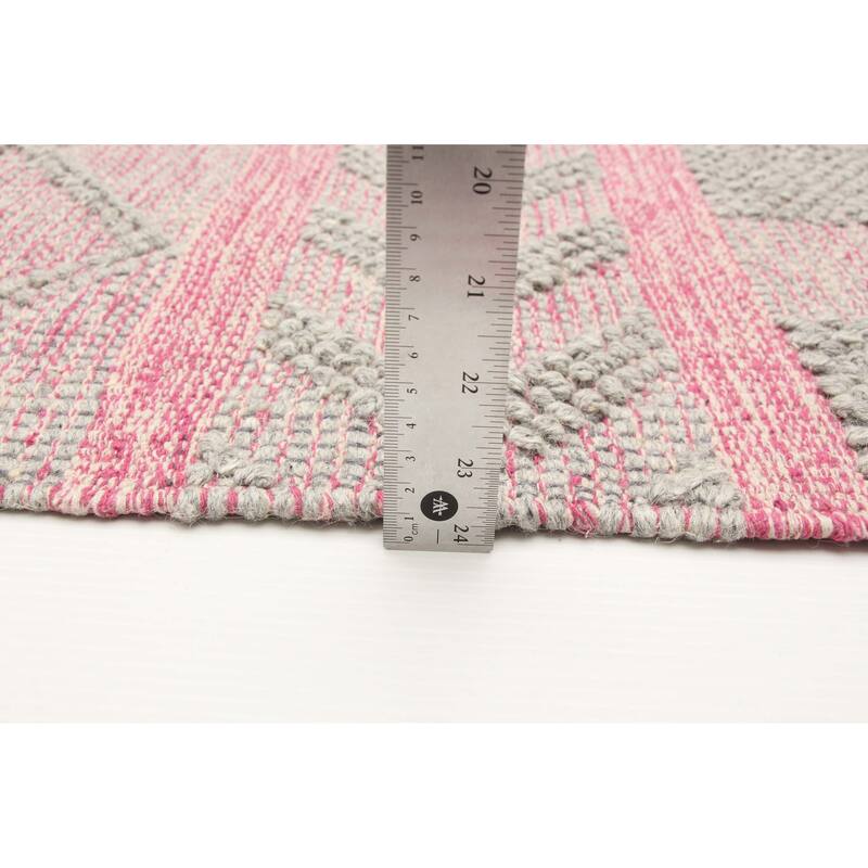 ECARPETGALLERY Braid weave Sienna Dark Pink Wool Rug - 5'0 x 8'0