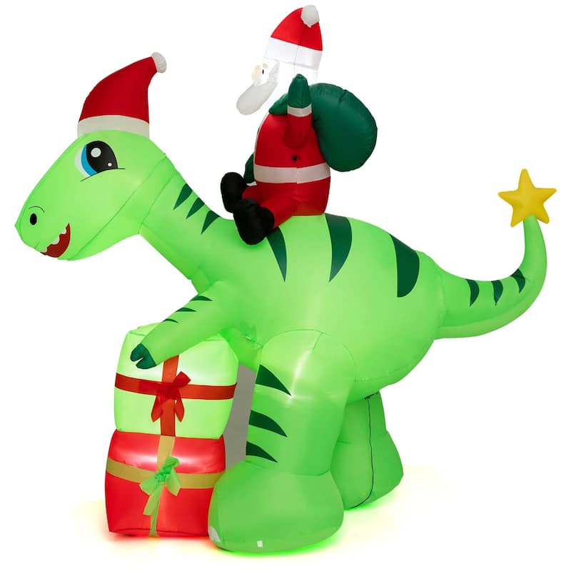 Costway 8FT Inflatable Christmas Santa Claus Dinosaur LED Lighted - See Details