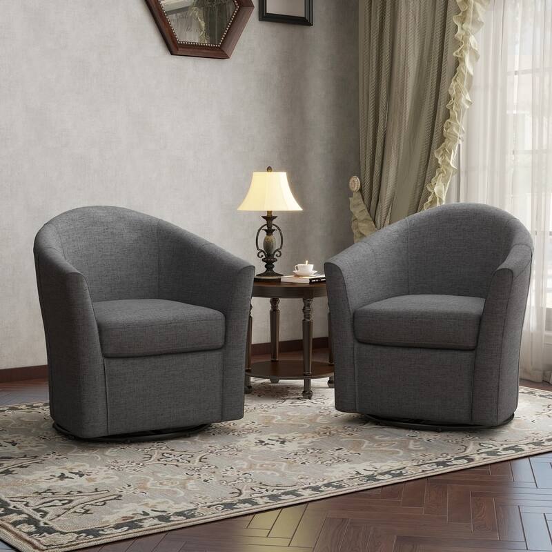 UIXE Swivel Barrel Accent Chair with Metal Base - 30.7"W x 29.9"H x 27.5"D