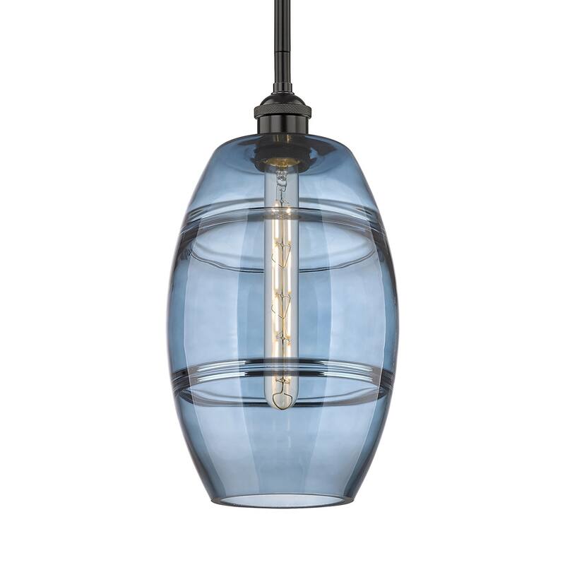 Innovations Lighting 616-1S 9 8 Vaz Pendant Vaz 8" Wide Mini Pendant - Matte Black / Princess Blue